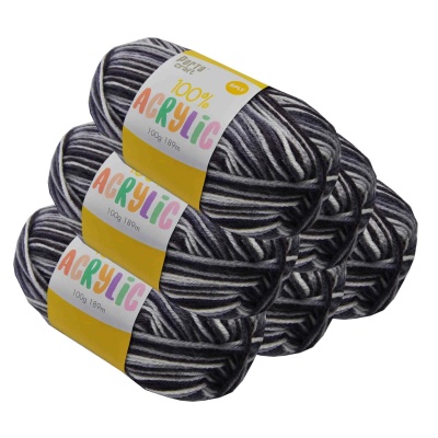 Acrylic Yarn 100g 8ply Multi - Charcoal
